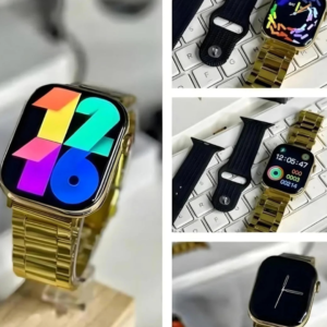 series 9 golden 24k edition smartwatch (gold stainless steel and synthetic black strap)