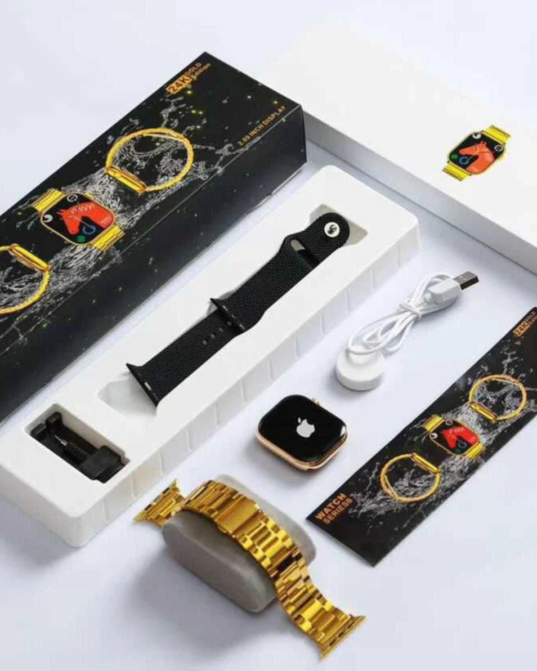 series 9 golden 24k edition smartwatch (gold stainless steel and synthetic black strap)